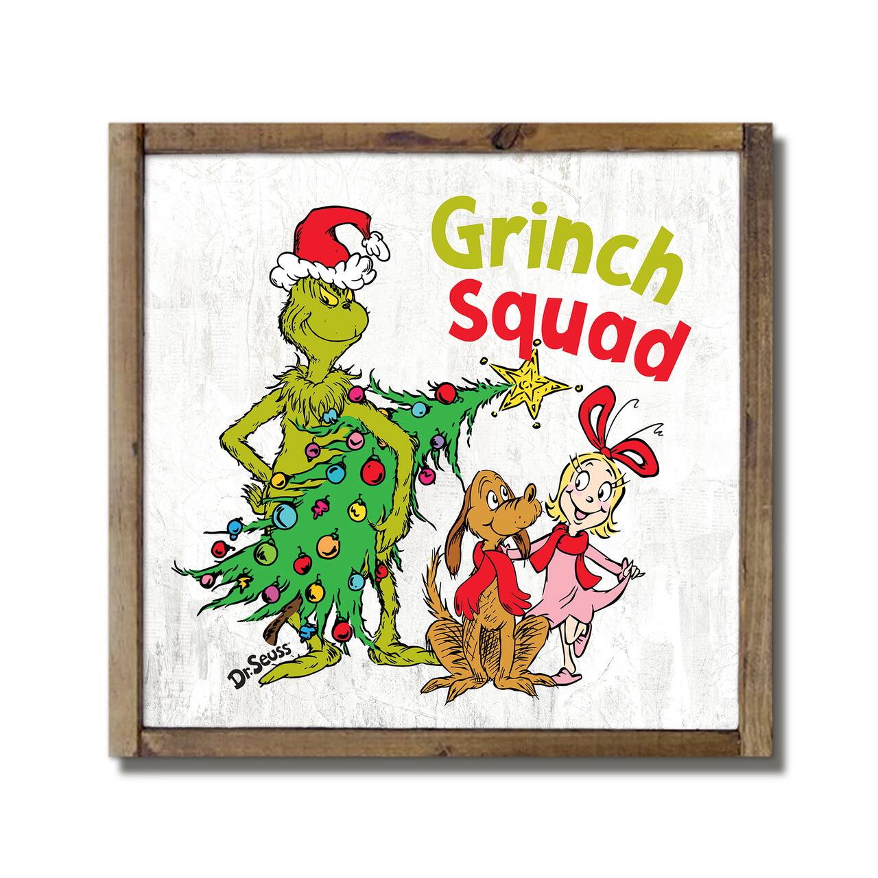 The Grinch Squad 9.5" x 9.5" Dr. Seuss Framed Wood Plaque